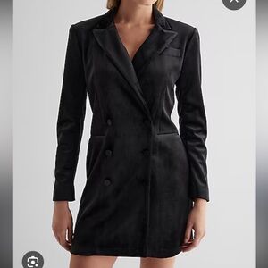 Express Black Velvet Double-Breasted Dress
